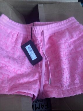 Versace Pink Logo Jacquard Knit Shorts